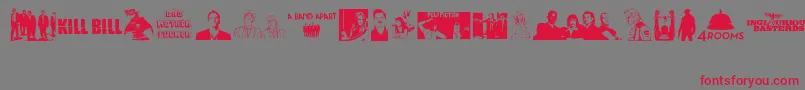 Quentin Tarantino-Schriftart – Rote Schriften auf grauem Hintergrund