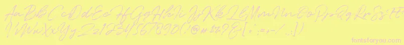 Quentin-Schriftart – Rosa Schriften auf gelbem Hintergrund