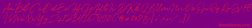 Fonte Quentin – fontes vermelhas em um fundo violeta