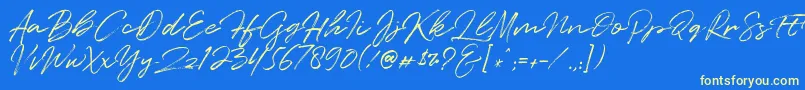 Quentin-Schriftart – Gelbe Schriften auf blauem Hintergrund