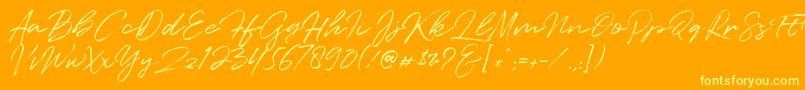 Quentin-Schriftart – Gelbe Schriften auf orangefarbenem Hintergrund