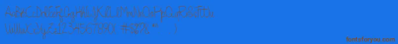 Quesky-Schriftart – Braune Schriften auf blauem Hintergrund