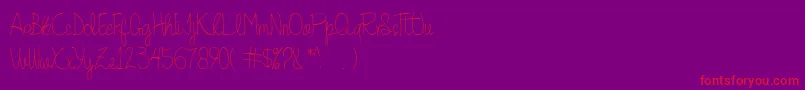 Quesky-Schriftart – Rote Schriften auf violettem Hintergrund