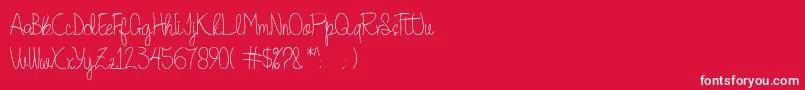 Quesky-Schriftart – Weiße Schriften auf rotem Hintergrund