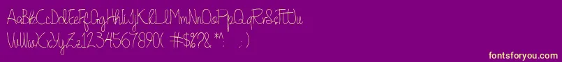 Quesky-Schriftart – Gelbe Schriften auf violettem Hintergrund