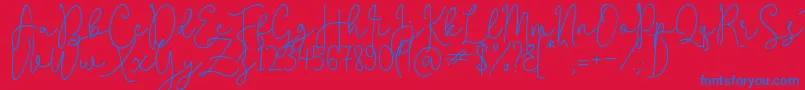 QuestaWhitte Font – Blue Fonts on Red Background
