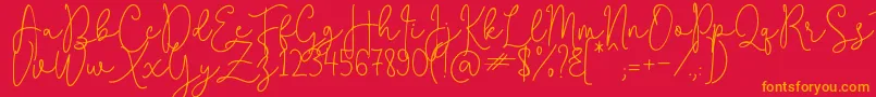 QuestaWhitte Font – Orange Fonts on Red Background