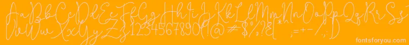 QuestaWhitte-Schriftart – Rosa Schriften auf orangefarbenem Hintergrund