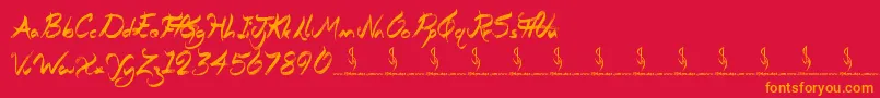 Saiba mais sobre a fonte Questionary Fonte Questionary – fontes laranjas em um fundo vermelho