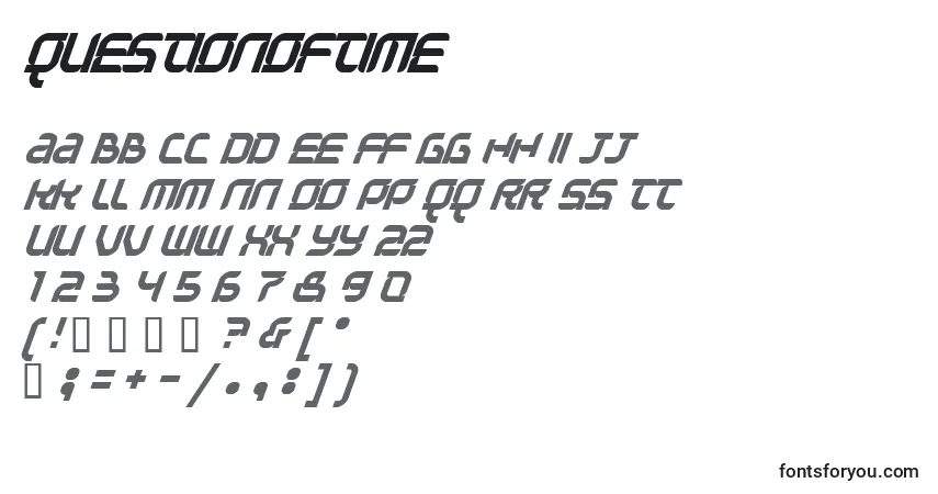 Schriftart QUESTIONOFTIME (137770) – Alphabet, Zahlen, spezielle Symbole