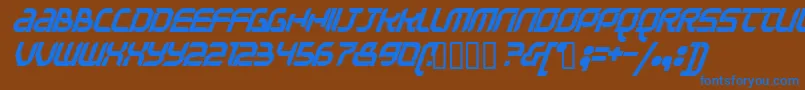 Czcionka QUESTIONOFTIME – niebieskie czcionki na brązowym tle