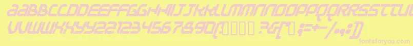 QUESTIONOFTIME-fontti – vaaleanpunaiset fontit keltaisella taustalla