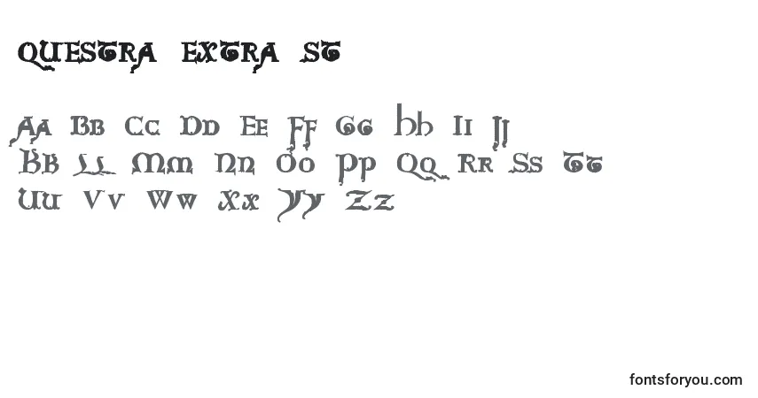 Czcionka Questra extra st – alfabet, cyfry, specjalne znaki