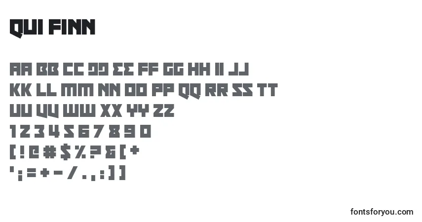 Schriftart Qui Finn – Alphabet, Zahlen, spezielle Symbole