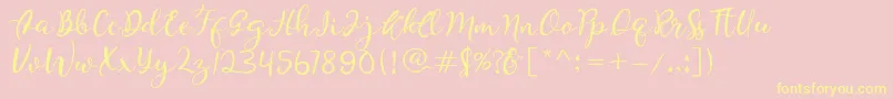 Quiche-Schriftart – Gelbe Schriften auf rosa Hintergrund