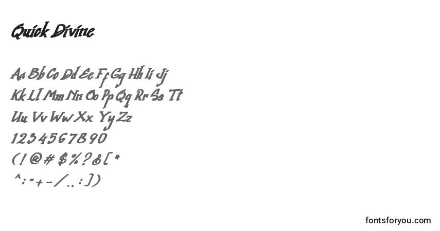 Czcionka Quick Divine – alfabet, cyfry, specjalne znaki
