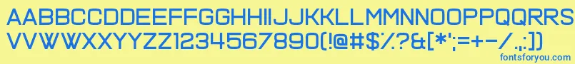 Quick Fuse-Schriftart – Blaue Schriften auf gelbem Hintergrund