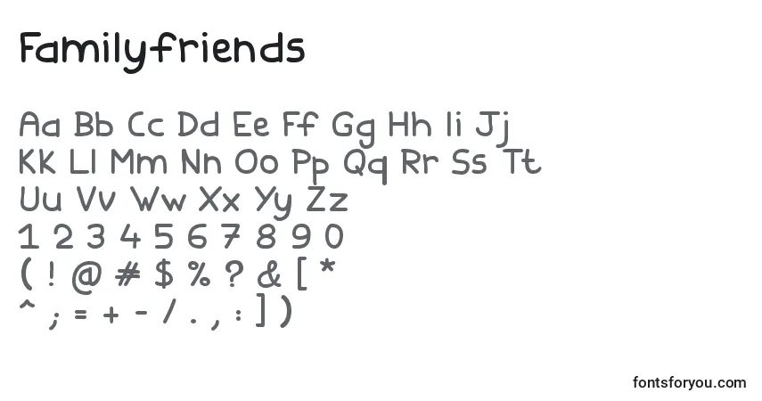 A fonte Familyfriends – alfabeto, números, caracteres especiais