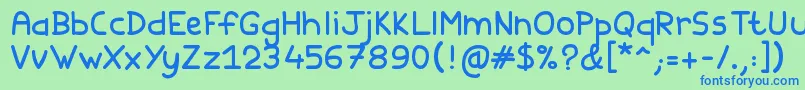 Familyfriends Font – Blue Fonts on Green Background