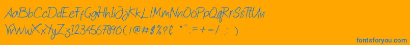 Quick Jump-Schriftart – Blaue Schriften auf orangefarbenem Hintergrund