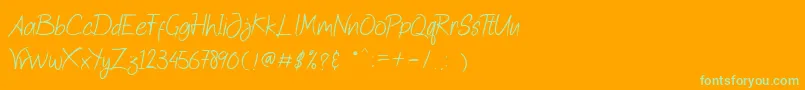 Quick Jump-Schriftart – Grüne Schriften auf orangefarbenem Hintergrund