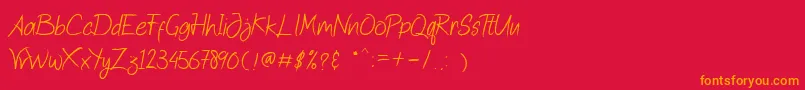 Quick Jump-Schriftart – Orangefarbene Schriften auf rotem Hintergrund