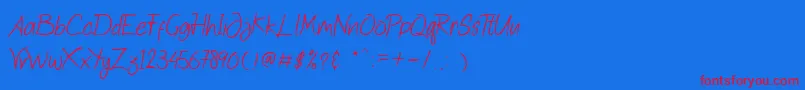 Quick Jump-Schriftart – Rote Schriften auf blauem Hintergrund