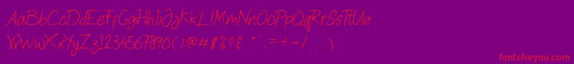 Quick Jump-Schriftart – Rote Schriften auf violettem Hintergrund