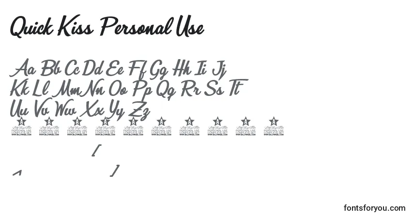 A fonte Quick Kiss Personal Use – alfabeto, números, caracteres especiais