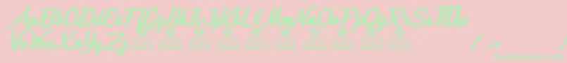 Quick Kiss Personal Use Font – Green Fonts on Pink Background