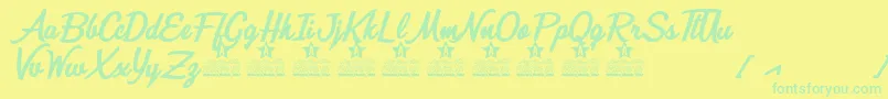 Quick Kiss Personal Use Font – Green Fonts on Yellow Background