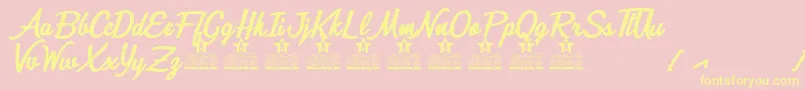 Quick Kiss Personal Use Font – Yellow Fonts on Pink Background