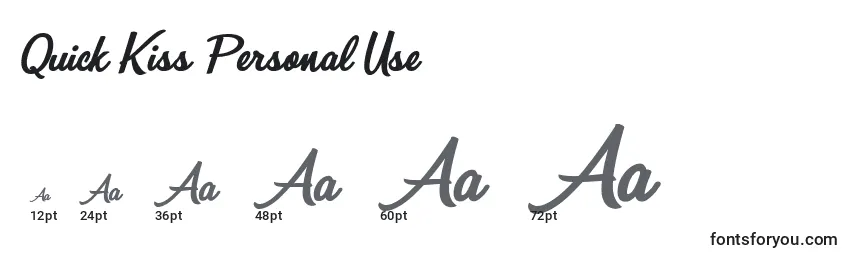 Quick Kiss Personal Use Font Sizes