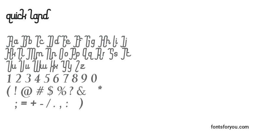 Czcionka Quick land – alfabet, cyfry, specjalne znaki