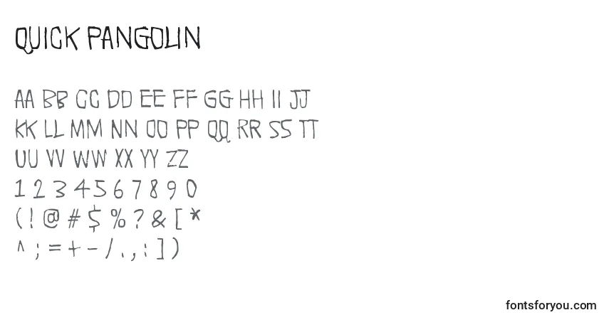 Schriftart Quick Pangolin – Alphabet, Zahlen, spezielle Symbole