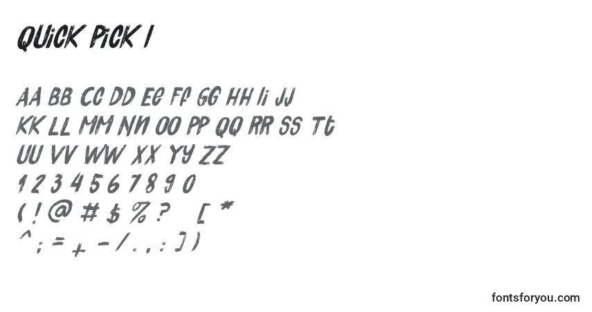 Schriftart Quick Pick I – Alphabet, Zahlen, spezielle Symbole
