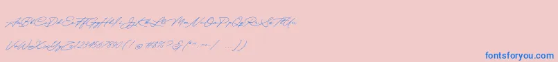 Quick Signature Personal Use-Schriftart – Blaue Schriften auf rosa Hintergrund