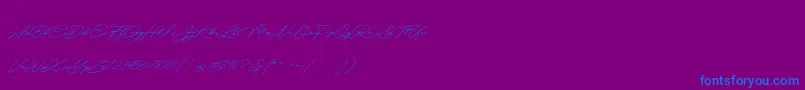 Quick Signature Personal Use-Schriftart – Blaue Schriften auf violettem Hintergrund