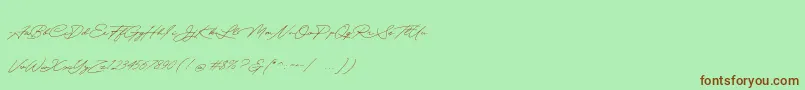 Quick Signature Personal Use-Schriftart – Braune Schriften auf grünem Hintergrund