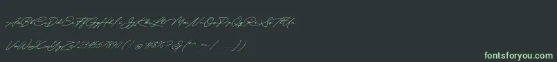 Quick Signature Personal Use Font – Green Fonts on Black Background