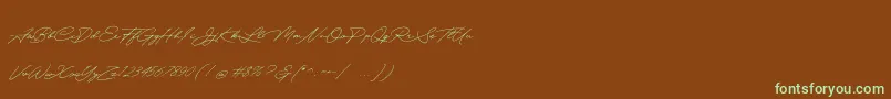 Quick Signature Personal Use-Schriftart – Grüne Schriften auf braunem Hintergrund