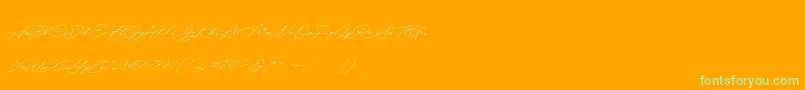 Quick Signature Personal Use Font – Green Fonts on Orange Background