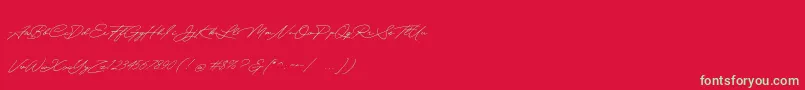 Quick Signature Personal Use Font – Green Fonts on Red Background