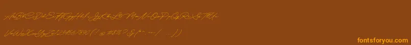 Quick Signature Personal Use Font – Orange Fonts on Brown Background