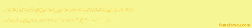 Quick Signature Personal Use Font – Orange Fonts on Yellow Background