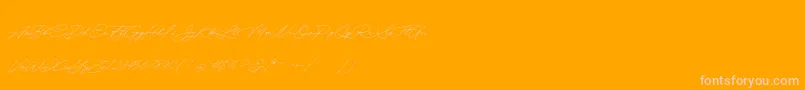 Quick Signature Personal Use-Schriftart – Rosa Schriften auf orangefarbenem Hintergrund