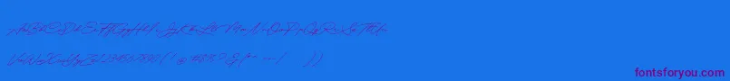 Quick Signature Personal Use-Schriftart – Violette Schriften auf blauem Hintergrund