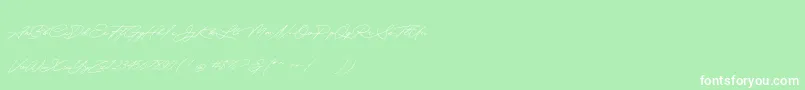 Quick Signature Personal Use-Schriftart – Weiße Schriften auf grünem Hintergrund