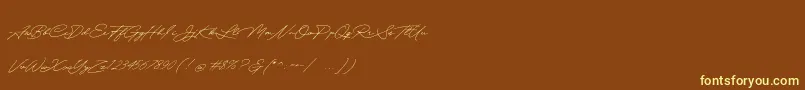 Quick Signature Personal Use Font – Yellow Fonts on Brown Background