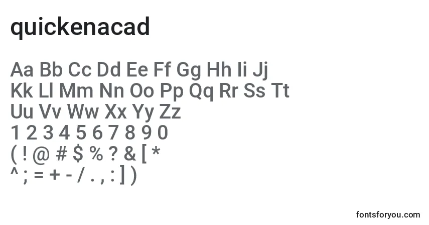 Schriftart Quickenacad (137790) – Alphabet, Zahlen, spezielle Symbole